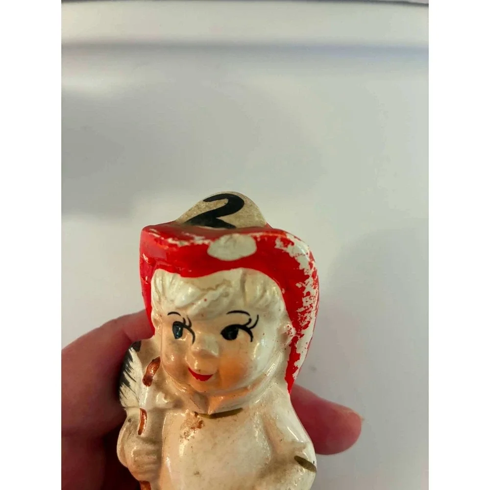 Vintage Japan Salt & Pepper Shakers Set Red Firefighter Boy & Girl Figurines
